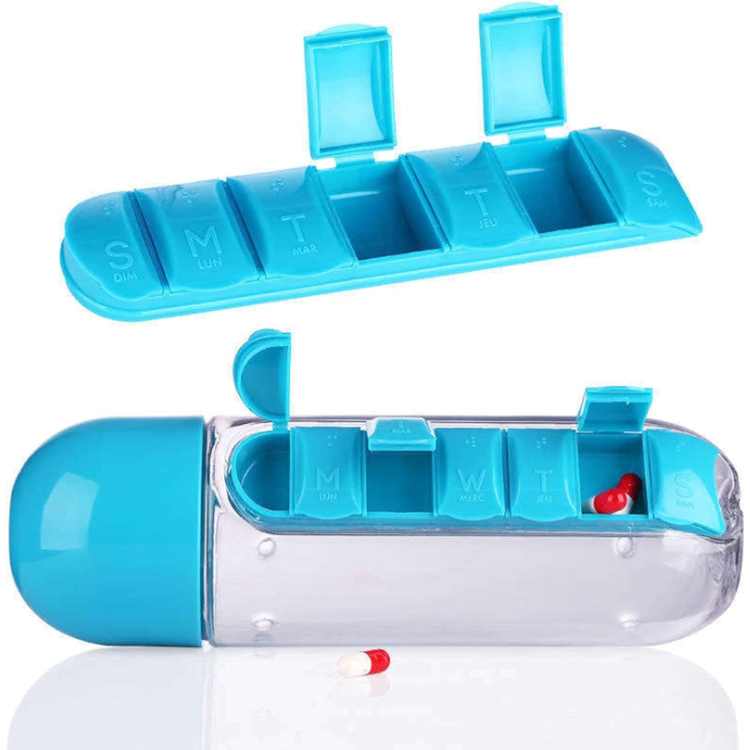 Pill & Vitamin Bottle, Water Bottle Multi Functional Use for Traveling & Outdoor Use Water Bottle, Travelling kit, Summer Special Bottle (600 Ml / Mix Color ) - infinityexculsivestore.com
