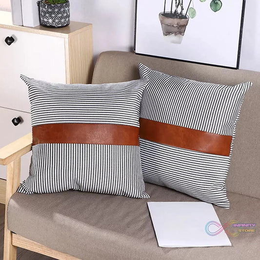 Pillow Covers, leather & cotton Cushion Covers (20 Γ 20 Inch / 1 Pair / 2 Pc) - infinityexculsivestore.com