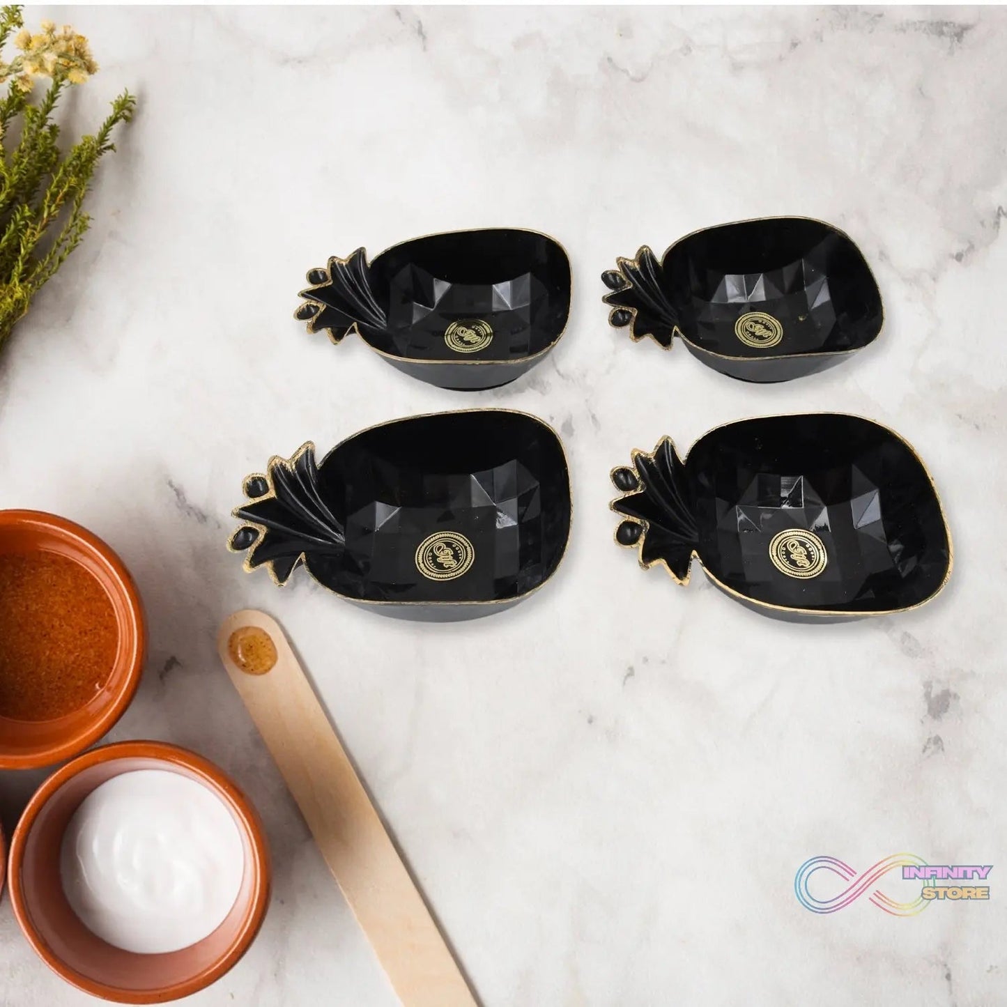 Pine Junction Ceramic Tea / cups / Mug Set With Pineapple Shape Serving Bowl (12 Pcs set) - infinityexculsivestore.com
