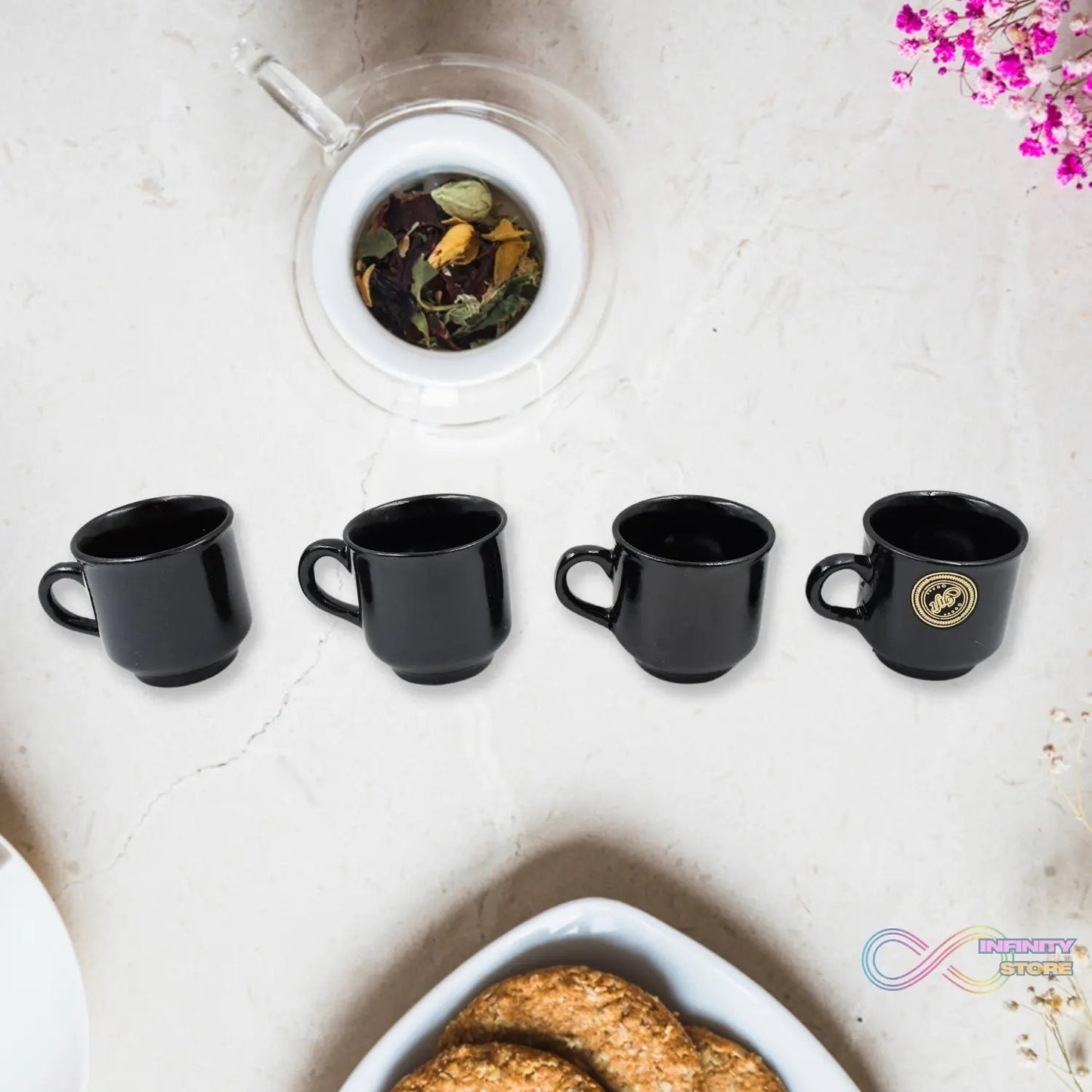 Pine Junction Ceramic Tea / cups / Mug Set With Pineapple Shape Serving Bowl (12 Pcs set) - infinityexculsivestore.com