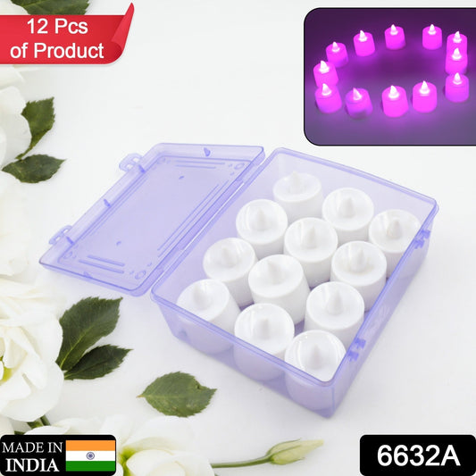 Pink Flameless LED Tealights, Smokeless Plastic Decorative Candles - Led Tea Light Candle For Home Decoration (Pack Of 12pc) ( Diya , Divo , Diva , Deepak , Jyoti) - infinityexculsivestore.com