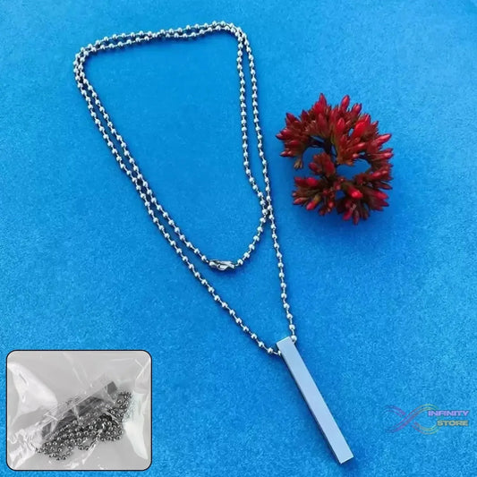 Plain Stick Shape Locket With Chain Stainless Steel Necklace (1 Pc) - infinityexculsivestore.com