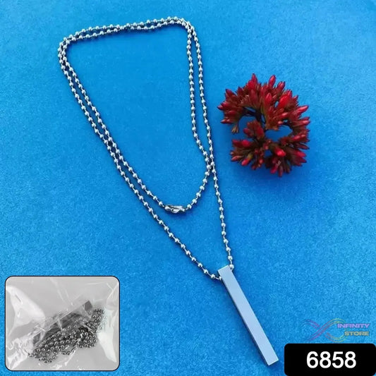 Plain Stick Shape Locket With Chain Stainless Steel Necklace (1 Pc) - infinityexculsivestore.com