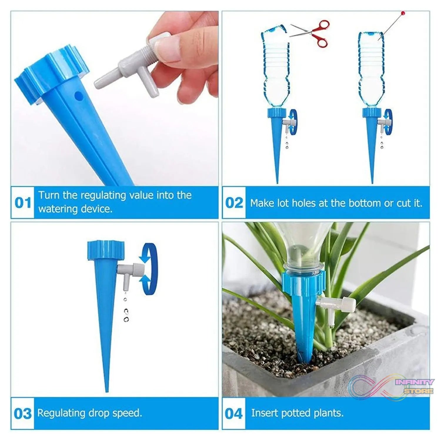 Plant Watering Spikes self Watering Spikes Water dripper for Plants, Adjustable Plant Watering Devices with Slow Release Control Valve Switch - infinityexculsivestore.com
