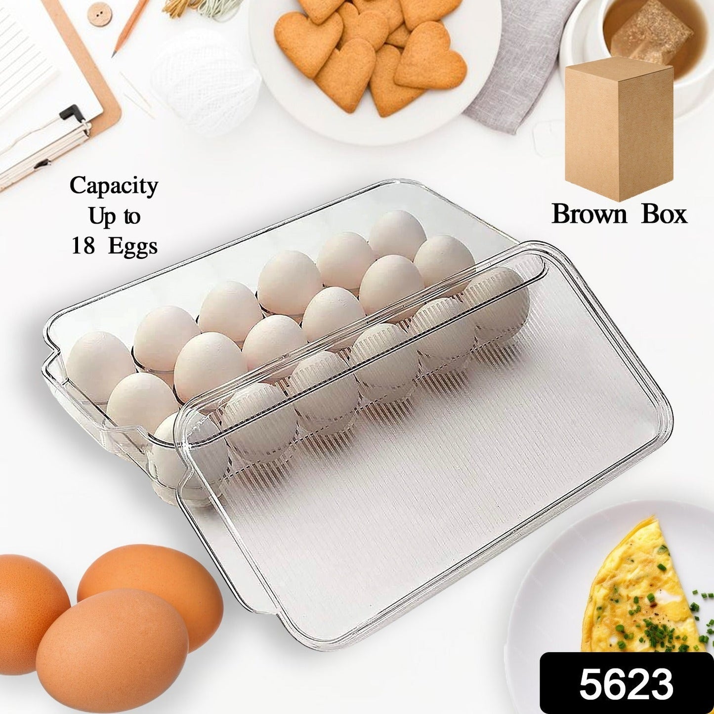 Plastic 18 Cavity Egg Storage Box Or Egg Trays For Refrigerator With Lid & Handles High Quality, Rectangular Egg Tray Box For 18 Egg (1 Pc) - infinityexculsivestore.com