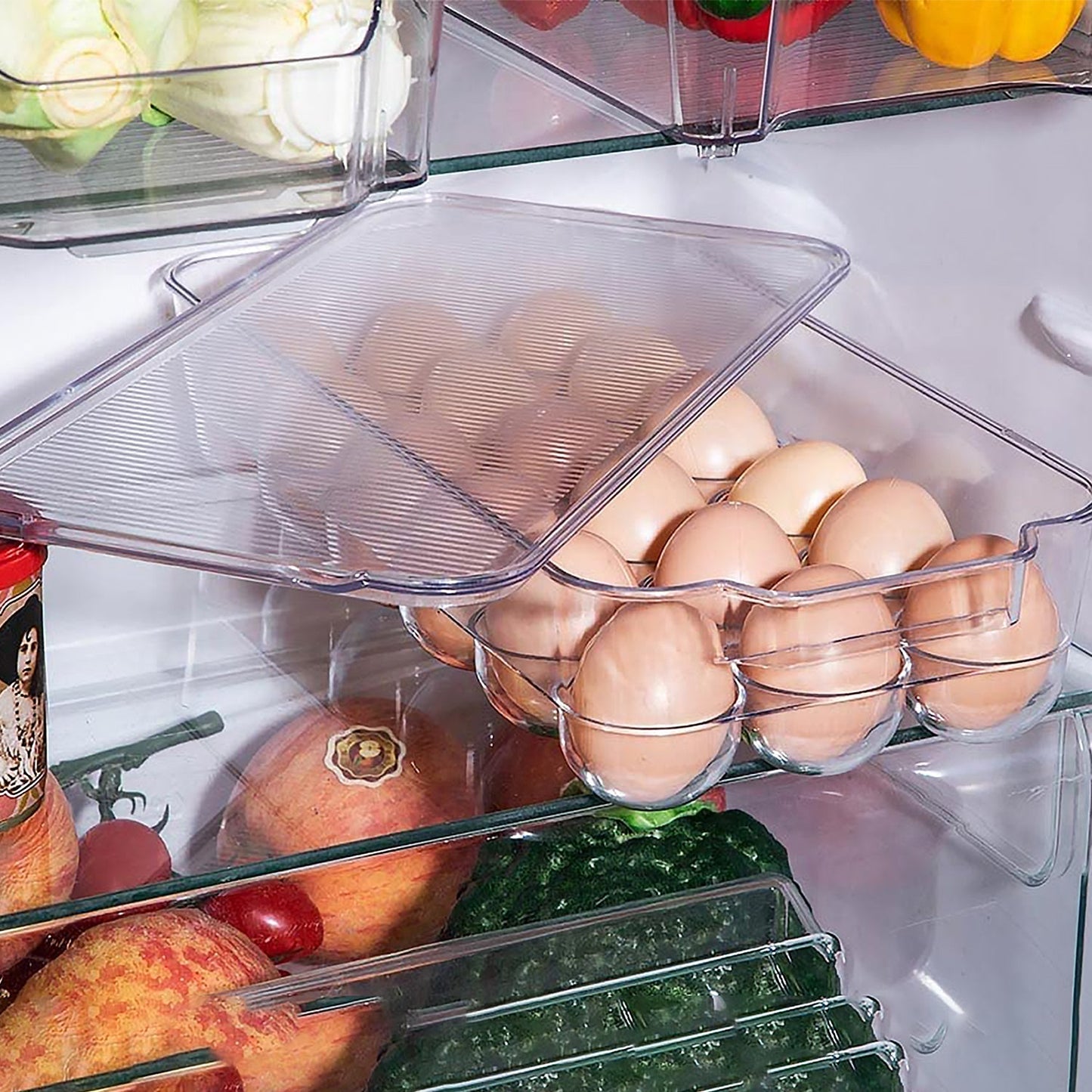 Plastic 18 Cavity Egg Storage Box Or Egg Trays For Refrigerator With Lid & Handles High Quality, Rectangular Egg Tray Box For 18 Egg (1 Pc) - infinityexculsivestore.com