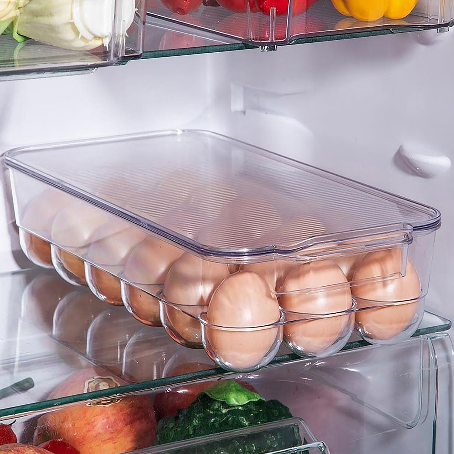 Plastic 18 Cavity Egg Storage Box Or Egg Trays For Refrigerator With Lid & Handles High Quality, Rectangular Egg Tray Box For 18 Egg (1 Pc) - infinityexculsivestore.com