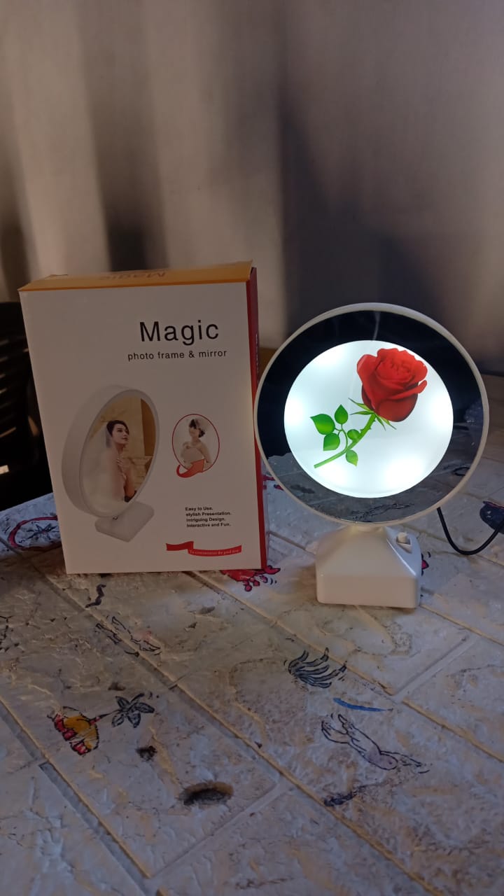 Plastic 2 in 1 Mirror Come Photo Frame with Led Light - infinityexculsivestore.com