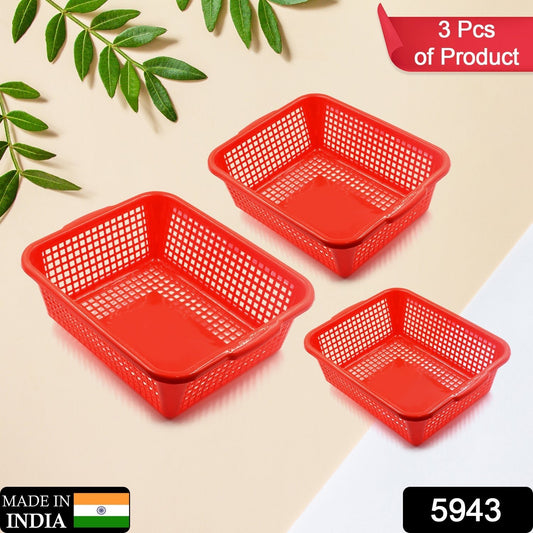 Plastic 3 Pieces Kitchen Large Size Dish Rack Drainer Vegetables and Fruits Washing Basket Dish Rack Multipurpose Organizers - infinityexculsivestore.com