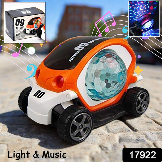 Plastic 360 Degree Rotating Stunt Car Toy for Kids - Bump and Go Action with 4D Lights and Music, Plastic Mini Car with Disco Ball (1 Pc / Battery Not Included) - infinityexculsivestore.com