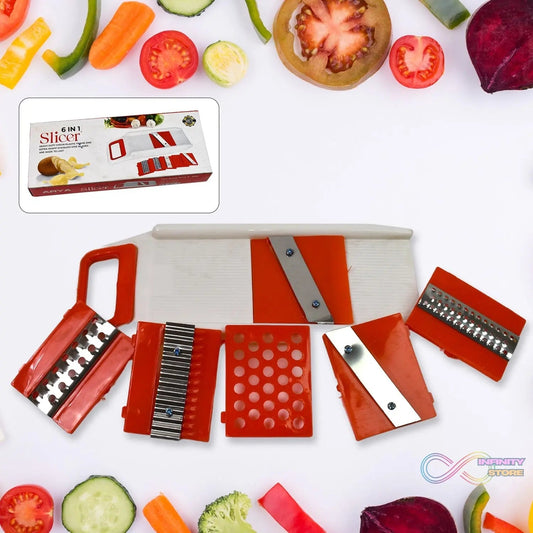 Plastic 6 in 1 Vegetables Slicer, Cutter and Fruit Dicer Grater (1 Set) - infinityexculsivestore.com