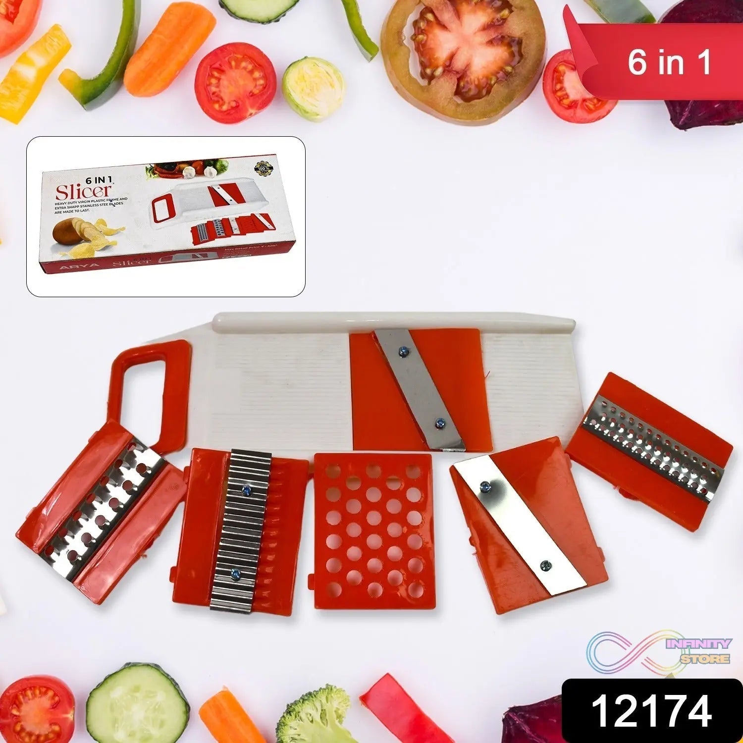 Plastic 6 in 1 Vegetables Slicer, Cutter and Fruit Dicer Grater (1 Set) - infinityexculsivestore.com