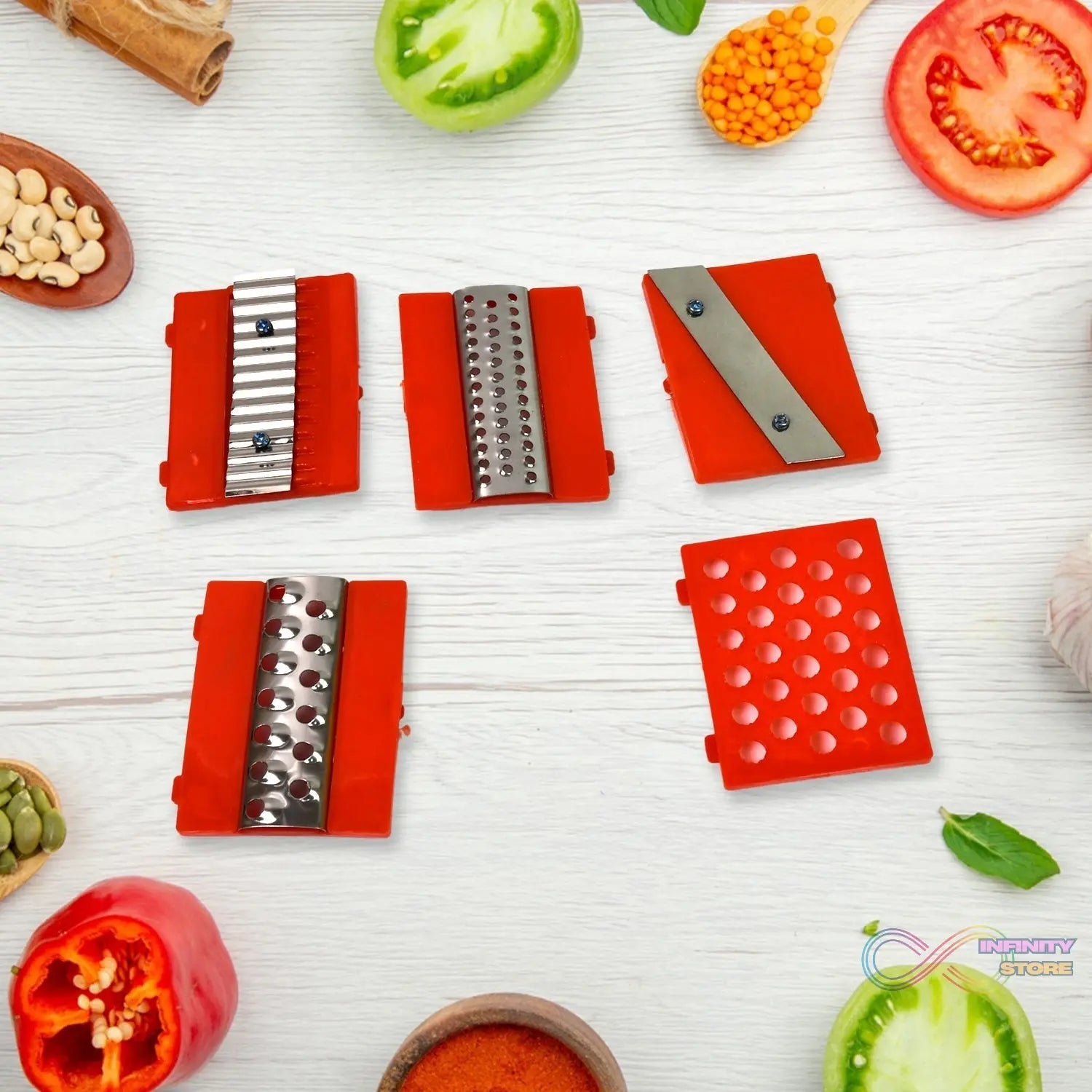 Plastic 6 in 1 Vegetables Slicer, Cutter and Fruit Dicer Grater (1 Set) - infinityexculsivestore.com