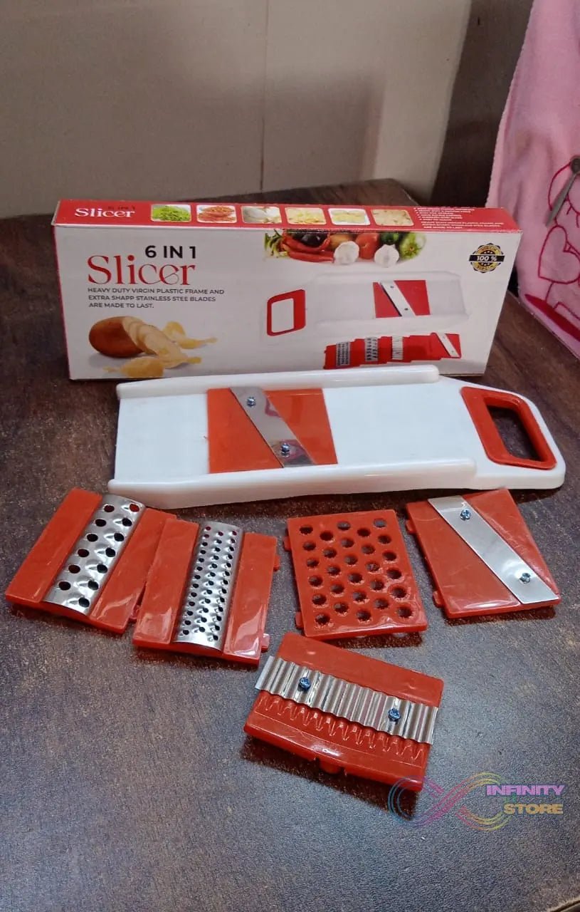Plastic 6 in 1 Vegetables Slicer, Cutter and Fruit Dicer Grater (1 Set) - infinityexculsivestore.com