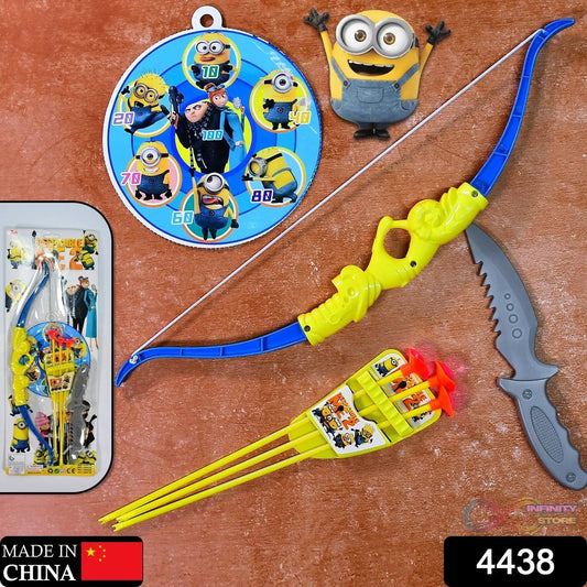 Plastic Archery Bow and Arrow Toy Set with single knife and 3pc Arrow and Target Board, - infinityexculsivestore.com