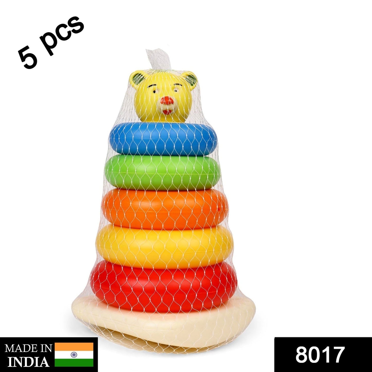 Plastic Baby Kids Teddy Stacking Ring Jumbo Stack Up Educational Toy 5pc - infinityexculsivestore.com