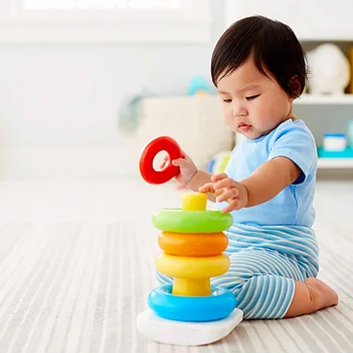 Plastic Baby Kids Teddy Stacking Ring Jumbo Stack Up Educational Toy 5pc - infinityexculsivestore.com