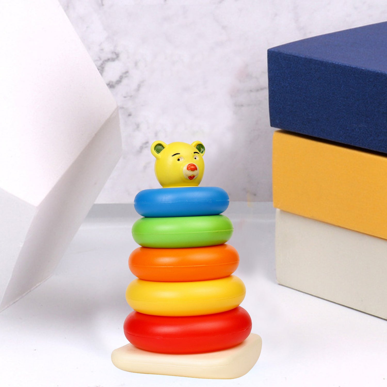 Plastic Baby Kids Teddy Stacking Ring Jumbo Stack Up Educational Toy 5pc - infinityexculsivestore.com
