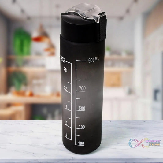 Plastic Black Motivational Water Bottle with Straw (900 ML) - infinityexculsivestore.com