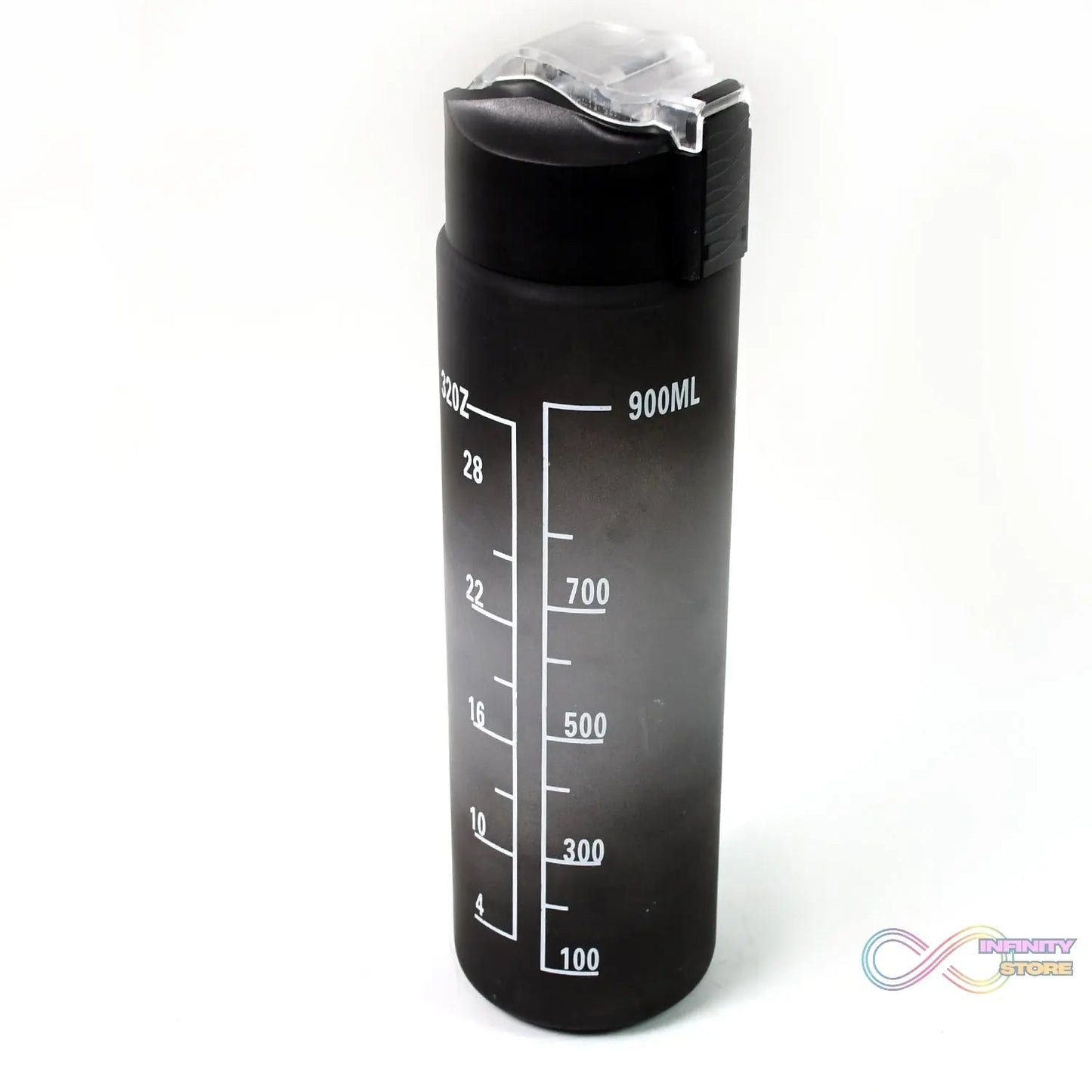 Plastic Black Motivational Water Bottle with Straw (900 ML) - infinityexculsivestore.com