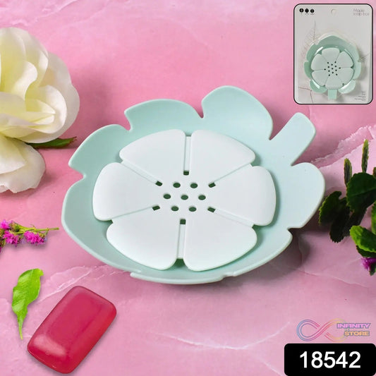 Plastic Flowers Soap Dish Bathroom Accessories Set Shower Gift (1 Pc) - infinityexculsivestore.com
