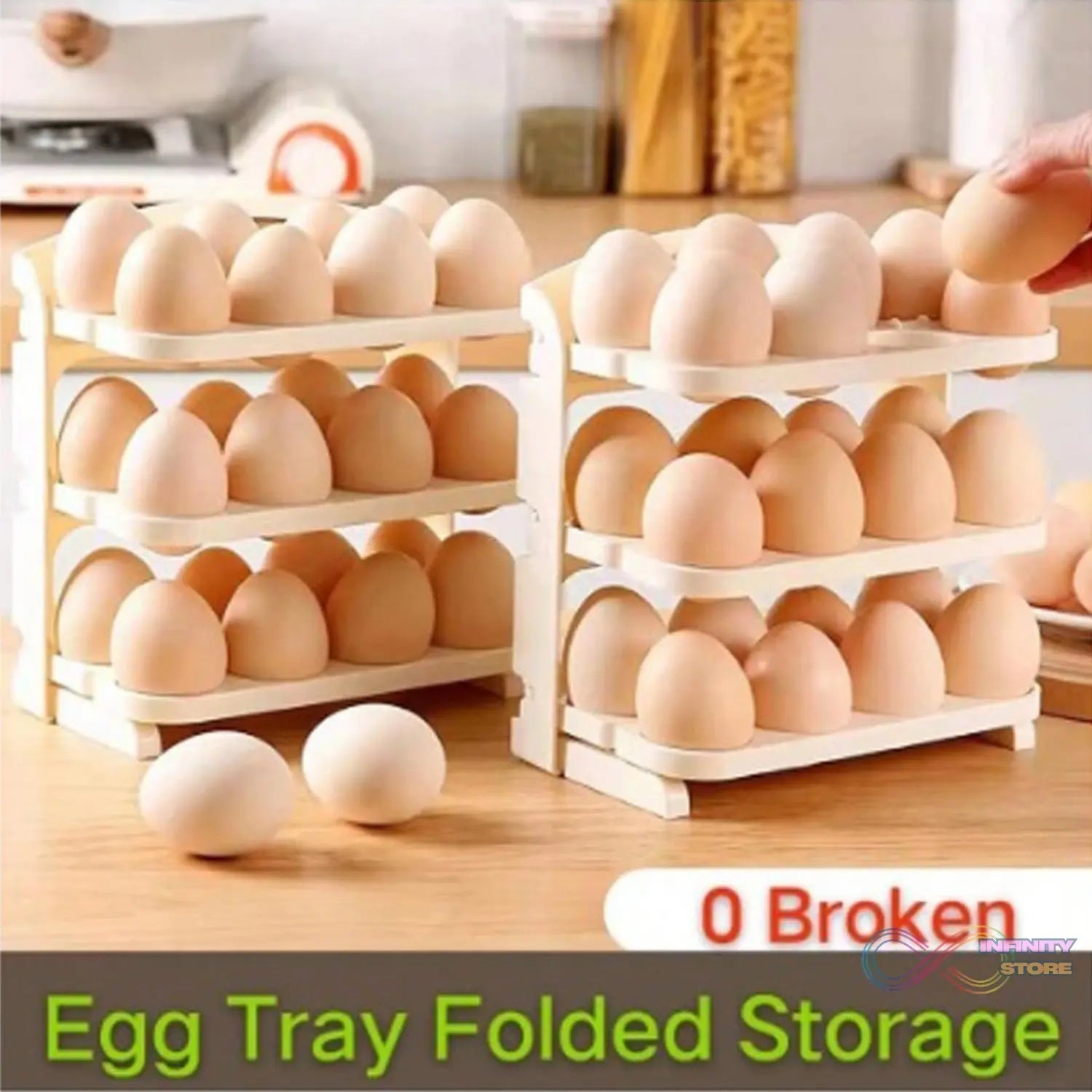 Plastic Foldable Egg Tray | 24 Grid Egg Storage Box (1 Pc) - infinityexculsivestore.com