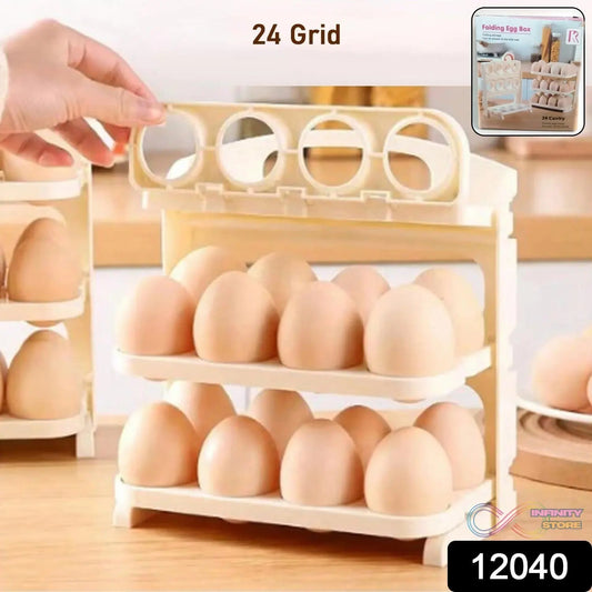 Plastic Foldable Egg Tray | 24 Grid Egg Storage Box (1 Pc) - infinityexculsivestore.com