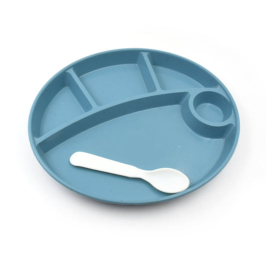 Plastic Food Plates / Biodegradable 5 Compartment Plate With Spoon for Food Snacks / Nuts / Desserts Plates for Kids,Β Reusable Plates for Outdoor, Camping, BPA - freeΒ (1 Pc) - infinityexculsivestore.com