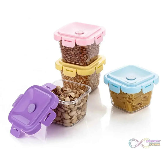 Plastic Food Storage Containers with Lid (4 Pcs Set / 500 ML) - infinityexculsivestore.com