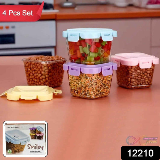Plastic Food Storage Containers with Lid (4 Pcs Set / 500 ML) - infinityexculsivestore.com