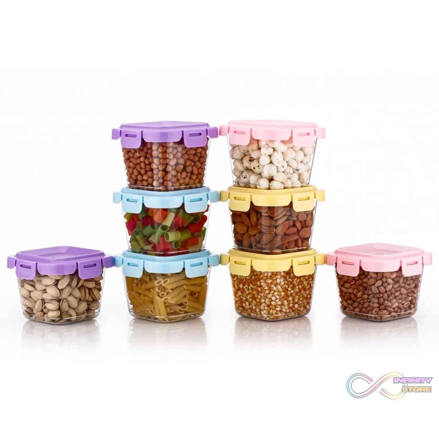 Plastic Food Storage Containers with Lid (4 Pcs Set / 500 ML) - infinityexculsivestore.com