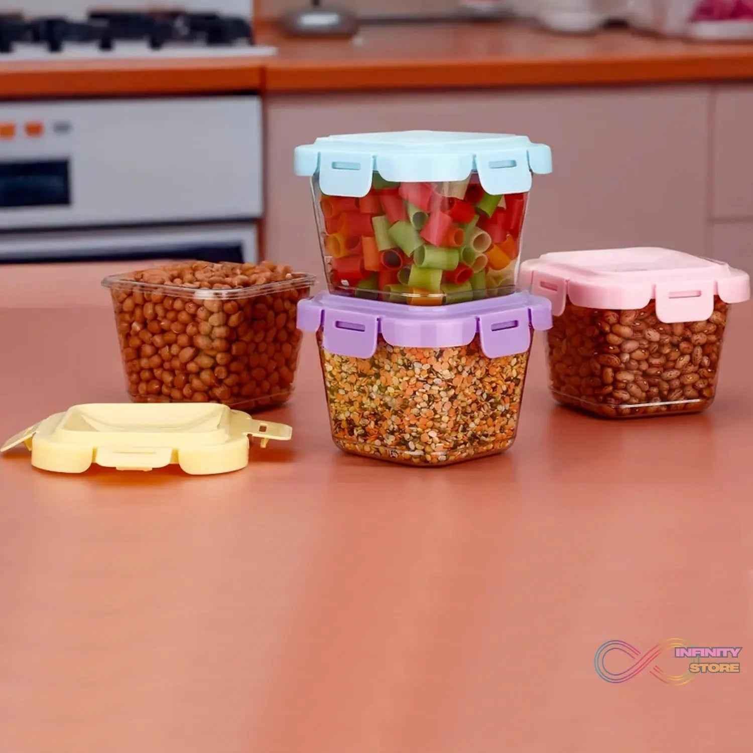 Plastic Food Storage Containers with Lid (4 Pcs Set / 500 ML) - infinityexculsivestore.com