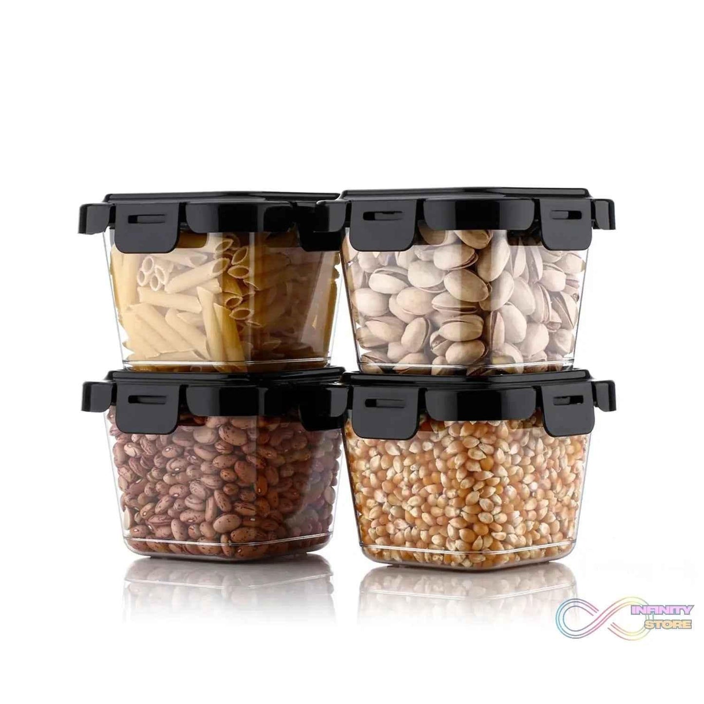 Plastic Food Storage Containers with Lid (4 Pcs Set / 500 ML) - infinityexculsivestore.com