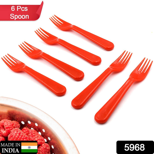 Plastic Fork Spoon, Fork Spoon Set, Fruit Fork Spoon Set | Baby Fork Spoon/Vegetable Fork Spoon, Plastic Salad Spoon, Dessert Spoon (6pc set) - infinityexculsivestore.com