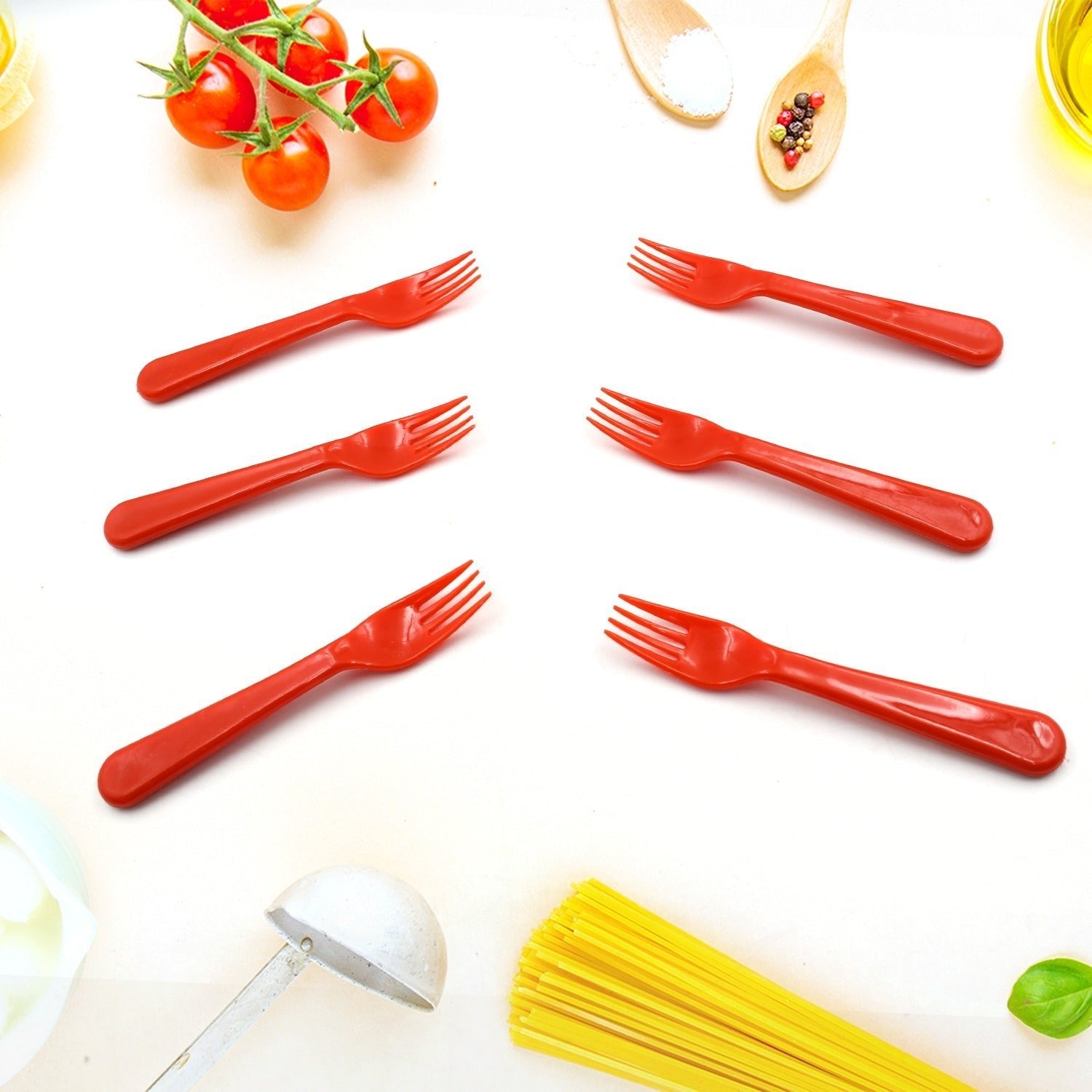 Plastic Fork Spoon, Fork Spoon Set, Fruit Fork Spoon Set | Baby Fork Spoon/Vegetable Fork Spoon, Plastic Salad Spoon, Dessert Spoon (6pc set) - infinityexculsivestore.com