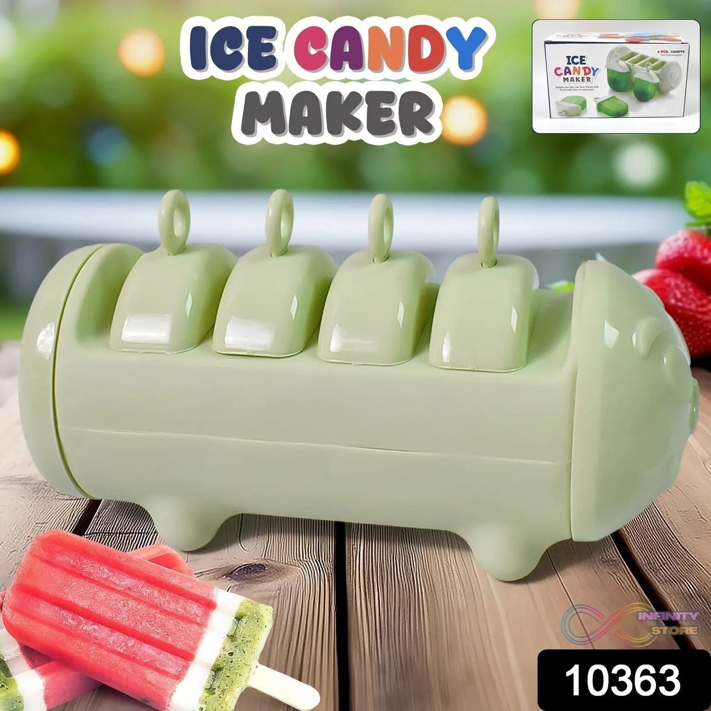 Plastic Ice Candy Maker 4 Compartment / Grid Kulfi Candy (1 Pc) - infinityexculsivestore.com