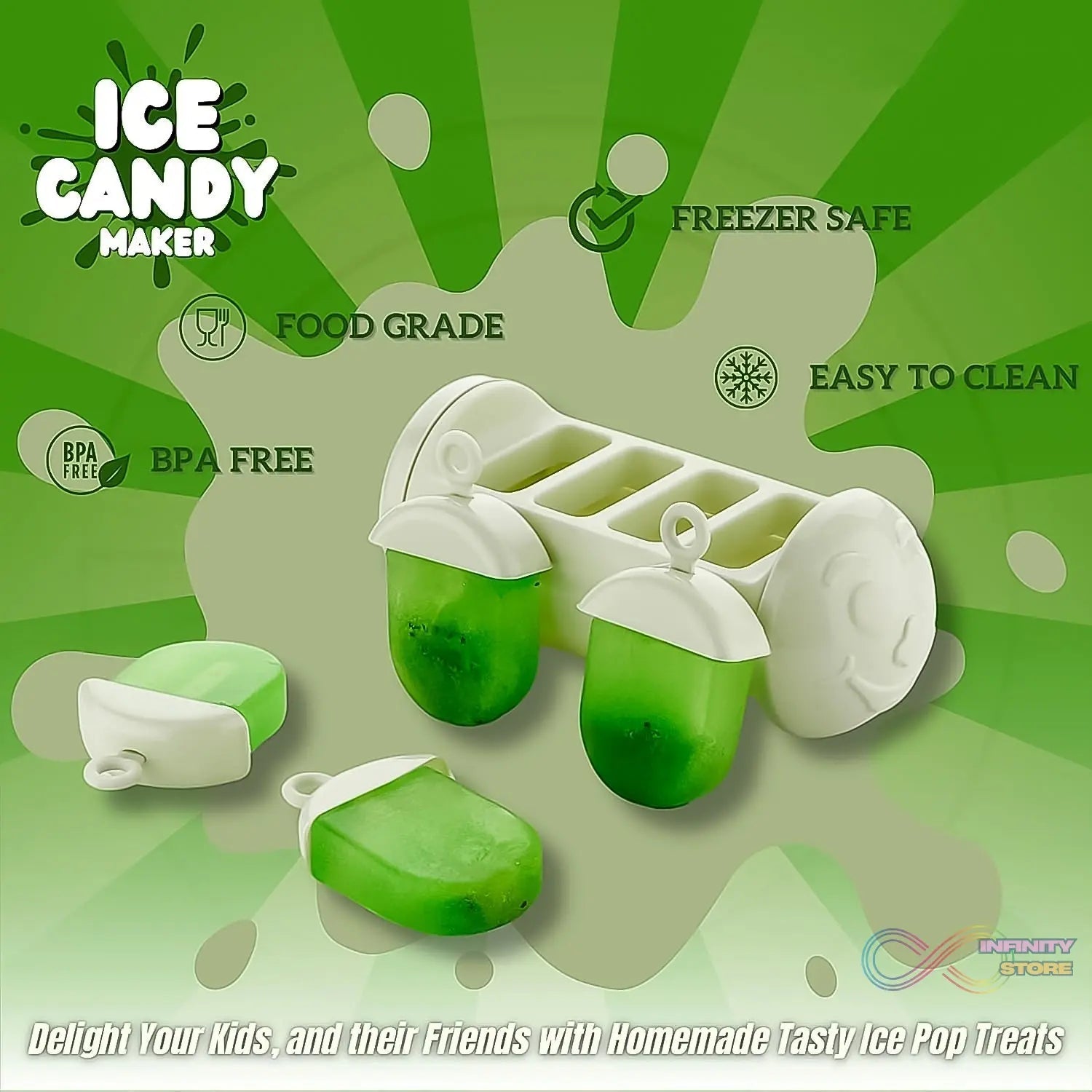 Plastic Ice Candy Maker 4 Compartment / Grid Kulfi Candy (1 Pc) - infinityexculsivestore.com