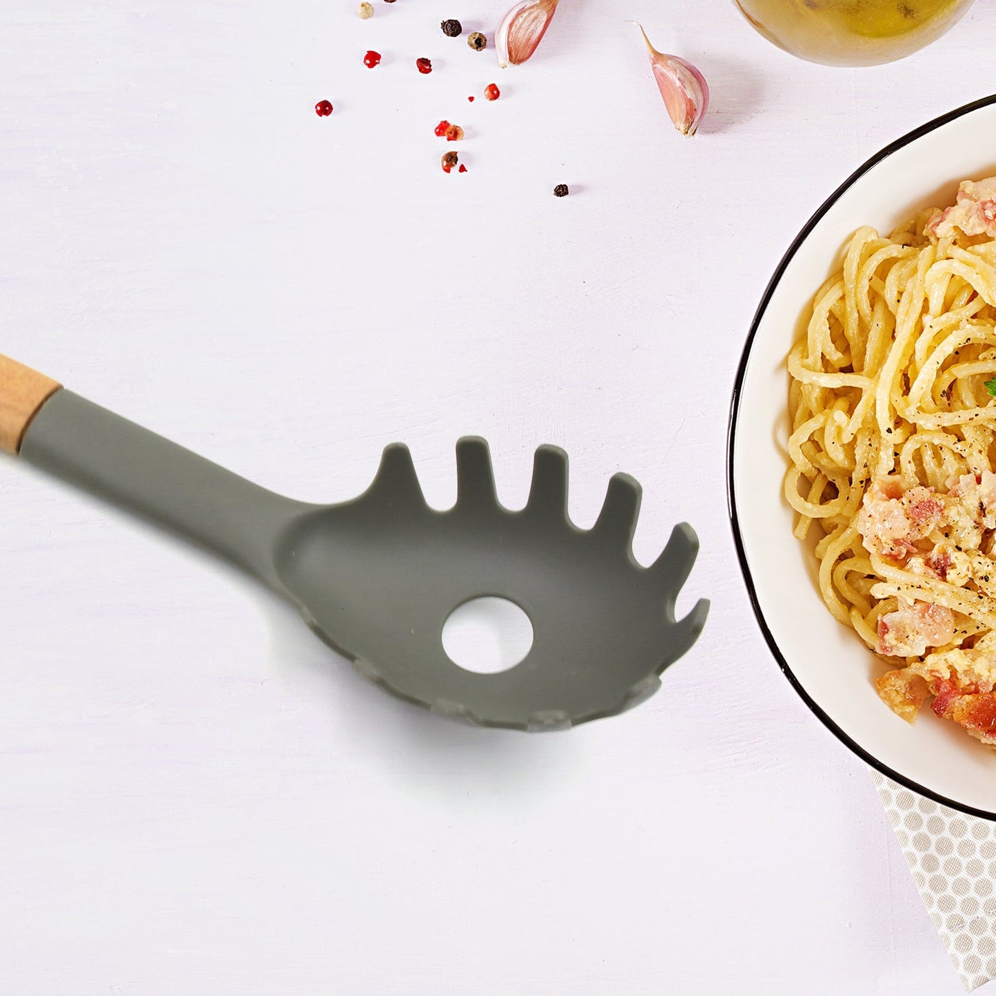 Plastic Kitchen Accessories Whisk , Pasta Spoon & Soup Spoon Heat Resistant Non Stick Spoons Kitchen Cookware Items (1 Pc ) - infinityexculsivestore.com