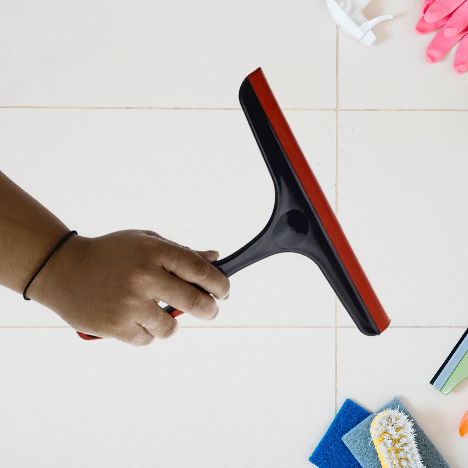 Plastic Kitchen Wiper | Ideal for Kitchen Platform, Windows, Glass, & Car Windshield | Silicone Head | Multicolor | Pack of 1 pc - infinityexculsivestore.com