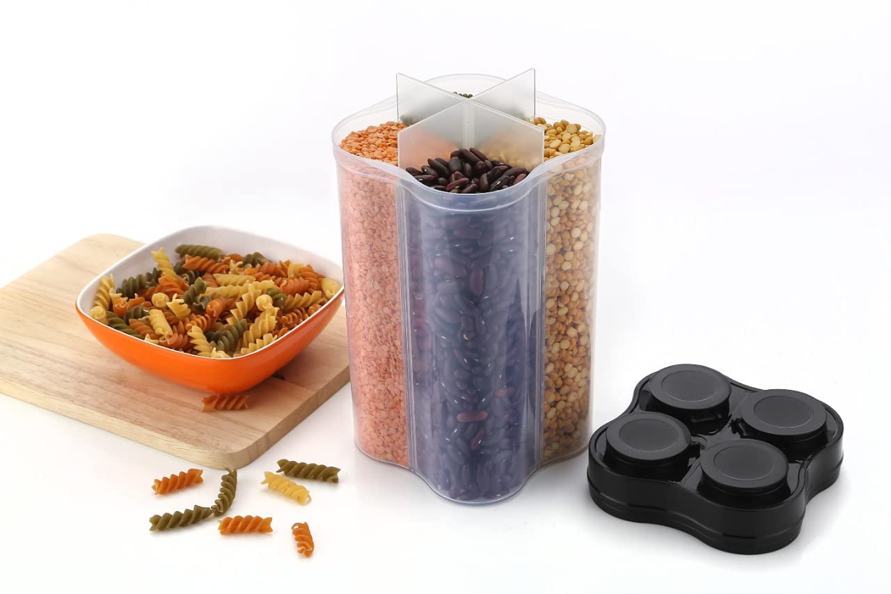 Plastic Lock Food Storage 4 Section Container Jar for Grocery, Fridge Container. - infinityexculsivestore.com