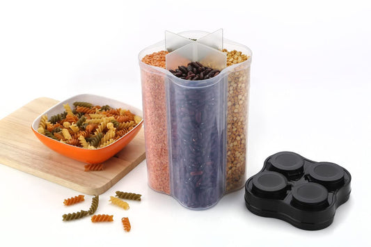 Plastic Lock Food Storage 4 Section Container Jar for Grocery, Fridge Container. - infinityexculsivestore.com