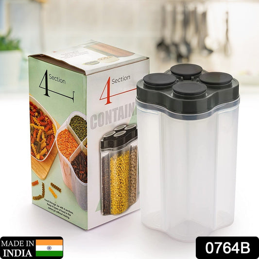Plastic Lock Food Storage 4 Section Container Jar for Grocery, Fridge Container. - infinityexculsivestore.com