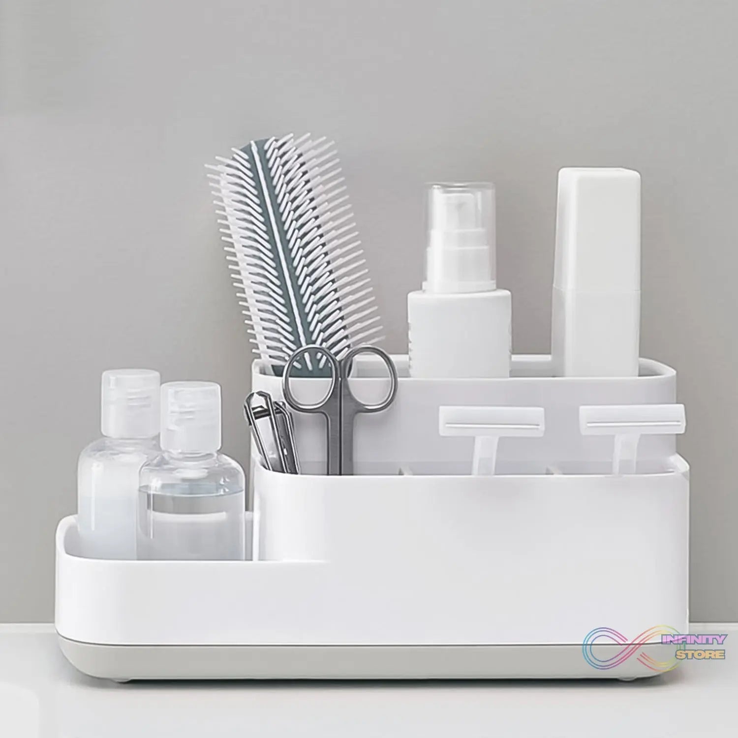 Plastic Multipurpose 5 Compartment Bathroom Desk Organizer Holder (1 Pc) - infinityexculsivestore.com