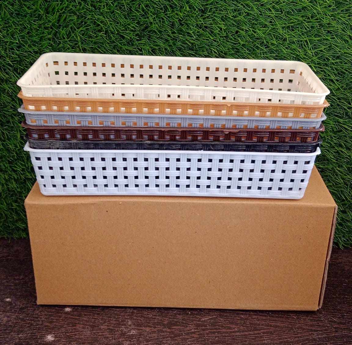 Plastic Multipurpose Desk Organizer Tray Office Drawer Dividers Storage Bins for Kitchen, Bathroom, Office, Makeup, Bedroom Dresser, Craft Basket Rack Multicolour (6 Pcs Set) - infinityexculsivestore.com