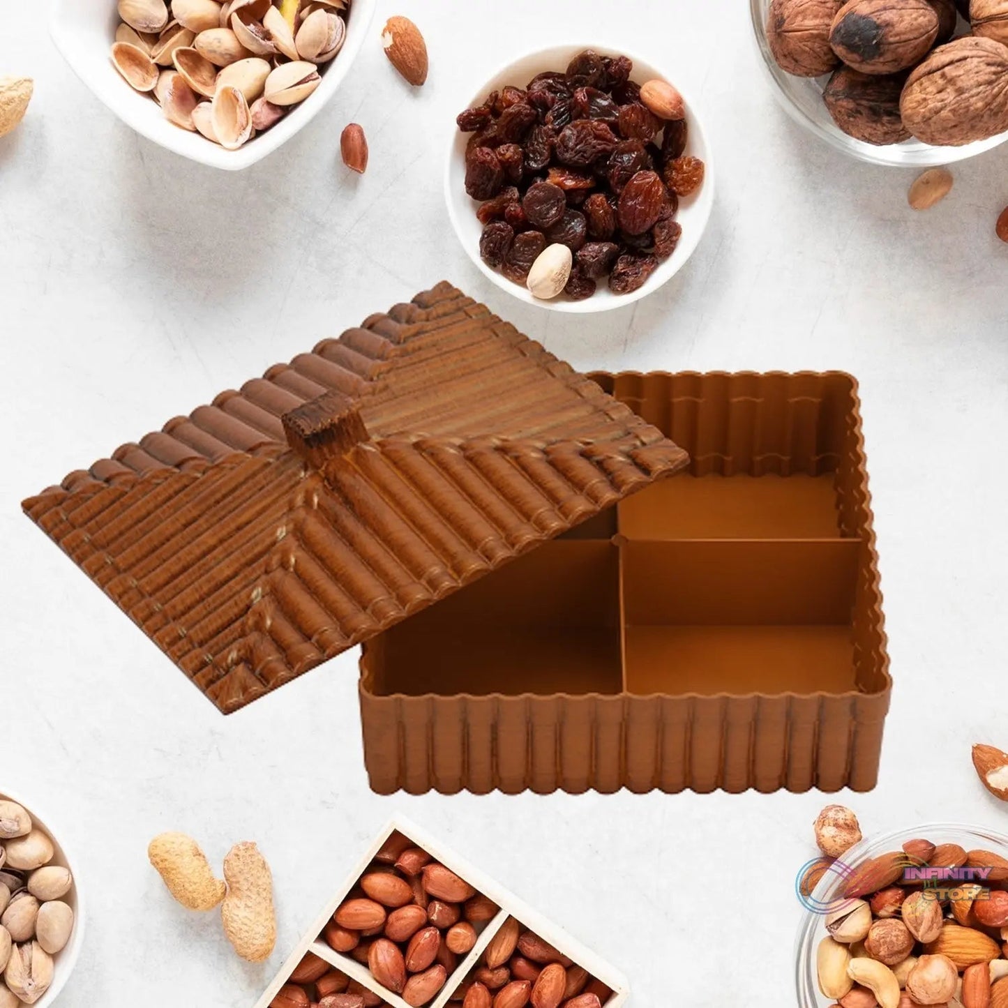 Plastic Multipurpose Dry Fruit Chocolates Mouth Box (1 Pc) - infinityexculsivestore.com