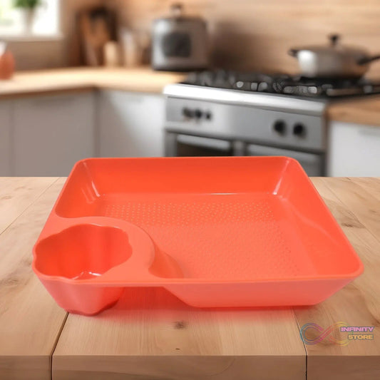 Plastic Plates with Dipping Saucer & Round Dip Part (1 Pc / 18×16 Cm / 1 Pc) - infinityexculsivestore.com
