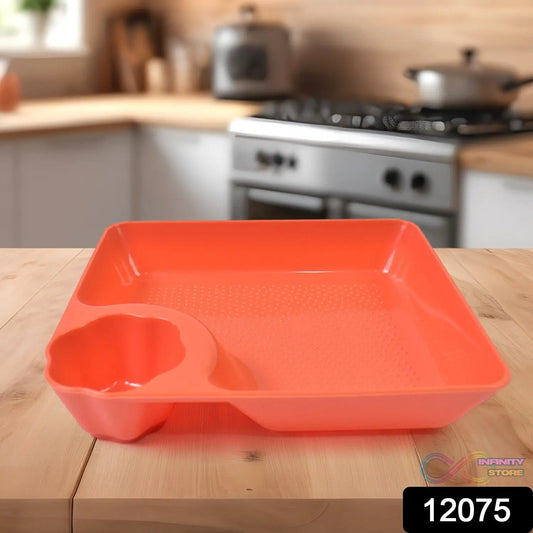 Plastic Plates with Dipping Saucer & Round Dip Part (1 Pc / 18×16 Cm / 1 Pc) - infinityexculsivestore.com