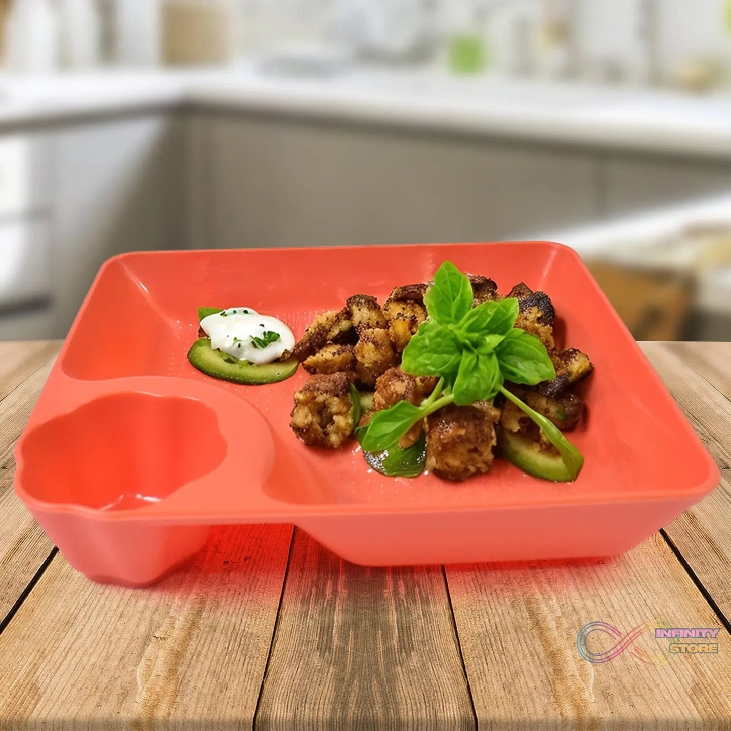 Plastic Plates with Dipping Saucer & Round Dip Part (1 Pc / 18×16 Cm / 1 Pc) - infinityexculsivestore.com