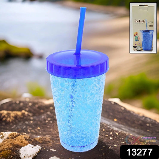 Plastic Reusable Sipper Tumbler with Lid and Straw (1 Pc / 500 ML / Mix Color / 1 Pc) - infinityexculsivestore.com