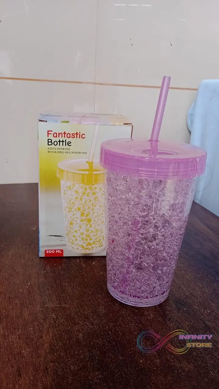 Plastic Reusable Sipper Tumbler with Lid and Straw (1 Pc / 500 ML / Mix Color / 1 Pc) - infinityexculsivestore.com